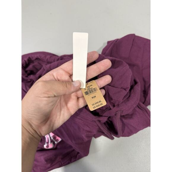 Victoria’s Secret PINK VARSITY PULLOVER HOODIE TEE Glitter Burgundy Size M - Picture 8 of 8